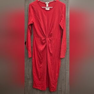 **NWT** H&M Knot-detail Dress in Red Stretch Viscose Jersey